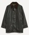 Barbour Sage Green Beaufort Waxed Jacket In Black