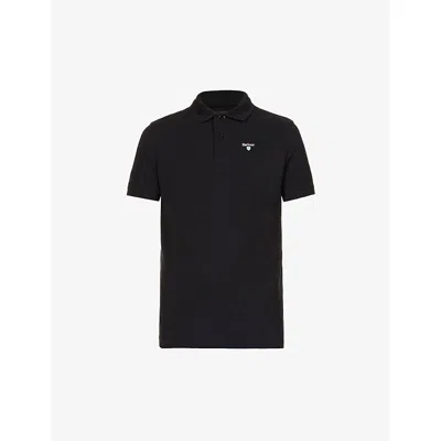 BARBOUR MENS BLACK BRAND-EMBROIDERED RIBBED-TRIM REGULAR-FIT COTTON-PIQUÉ POLO SHIRT XXL,57541472