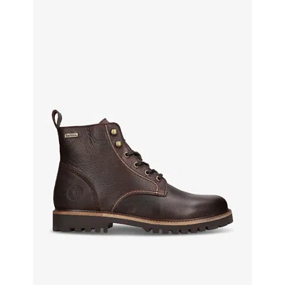 Barbour Mens Foggy Lace-up Leather Ankle Boots Brow In Brown