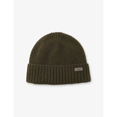 Barbour Mens Carlton Wool-blend Beanie Hat Dark Green