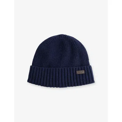 Barbour Mens Carlton Wool-blend Beanie Hat Navy