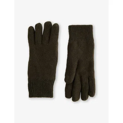 Barbour Mens Carlton Wool-blend Knitted Gloves Dark Green