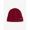 Barbour Mens Cranberry Carlton Wool-blend Beanie Hat In Red