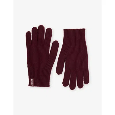Barbour Mens Danforth Wool And Cashmere Blend Gloves Wine In Red