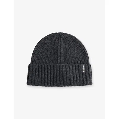 Barbour Mens Danforth Wool And Cashmere-blend Beanie Charcoal