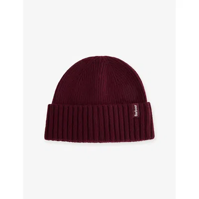 Barbour Mens Danforth Wool And Cashmere-blend Beanie Wine