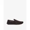 Barbour Mens Monty Faux-shearling Lined Tartan-check Suede Slippers Dark Brow In Dark Brown