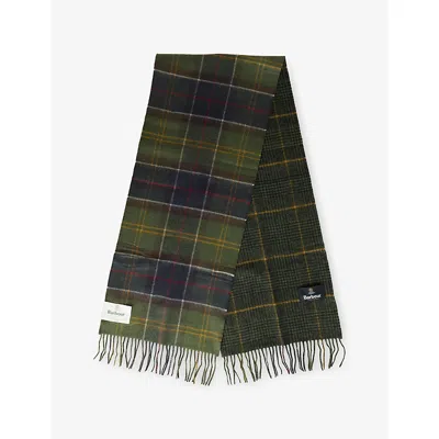 Barbour Mens Dramside Reversible Wool Scarf Classic Tartan In Green