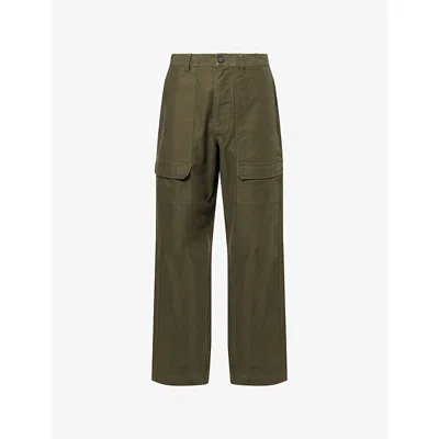 Barbour Mens Forest Newbirch Oversized Cotton Trousers In Green