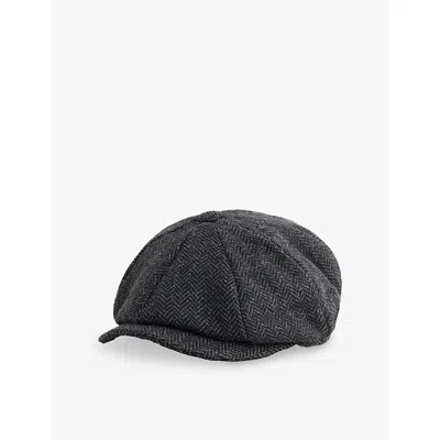 Barbour Mens Fyne Tweed Baker Boy Cap Charcoal Grey Xl