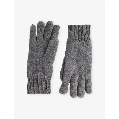 Barbour Mens Carlton Wool-blend Knitted Gloves Grey In Gray