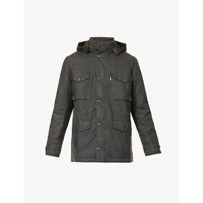 Barbour Winter Sapper Funnel-neck Regular-fit Waxed-cotton Jacket In Grey/black Slate