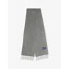 Barbour Mens Light Grey Marl Plain Logo-embroidered Lambswool Scarf In Gray