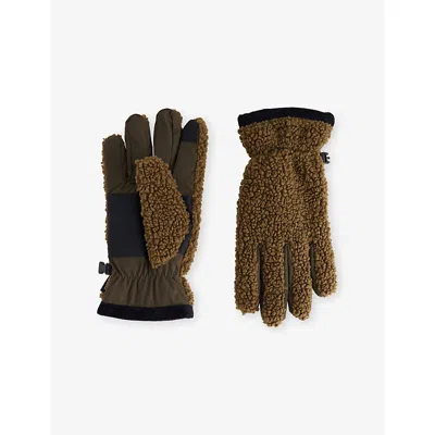 Barbour Mens Light Sage/black Field Fleece Gloves Xl In Brown
