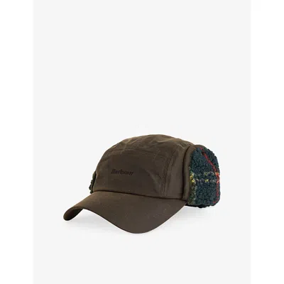 Barbour Mens Lonnen Waxed-cotton Carpenter Cap Olive Xl In Brown