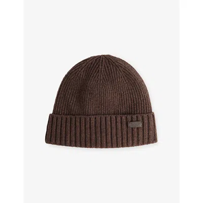Barbour Carlton Logo-patch Beanie In Brown