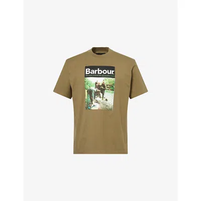 Barbour Mens Graphic-print Cotton T-shirt Mid Olive