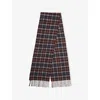 Barbour Mens Midnight Oak Tartan Fringed Tartan Wool Scarf In Multi