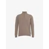 Barbour Mens Military Marl Holden Checked Elbow-patch Wool Knitted Top In Brown