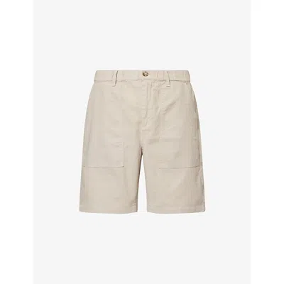 BARBOUR MENS MIST PATCH-POCKET RELAXED-FIT LINEN-COTTON SHORT XL