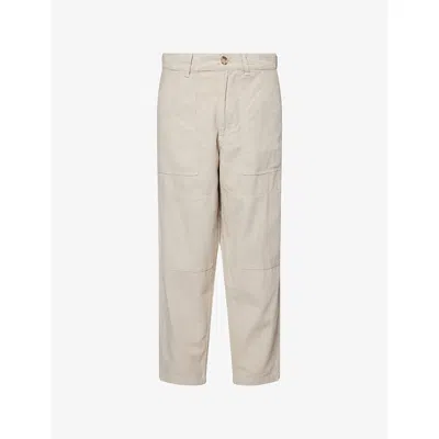 Barbour Mens Patch-pocket Straight-leg Linen And Cotton Trousers Mist