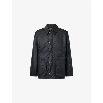 Barbour Mens Navy Beaufort Waxed-cotton Jacket In Black