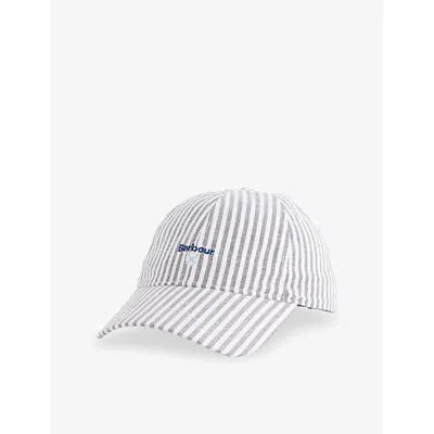 Barbour Mens Navy Cresswell Striped Cotton Cap In Gray