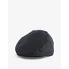Barbour Mens  Press-stud Brim Waxed-cotton Flat Cap In Navy