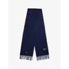 Barbour Mens Navy Plain Fringed Wool Scarf In Gold