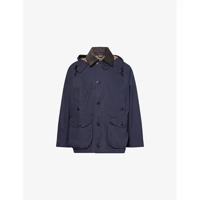Barbour Mens  Showerproof Detachable-hood Cotton Jacket In Blue