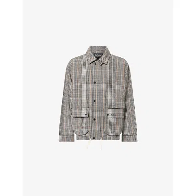 Barbour Mens Neutral Check Westoe Checked Cotton And Linen-blend Jacket In Gray