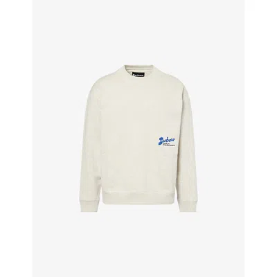 Barbour Mens Neutral Marl Blythe Logo-print Cotton Sweatshirt In Gray