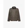 Barbour Mens Olive Check Editor Relaxed-fit Wool Jacket In Gray