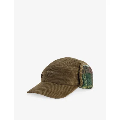 Barbour Mens Olive Lowfen Corduroy Trapper Hat In Green