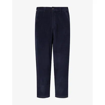 Barbour Mens Relaxed Tapered Cotton Trousers Dark Navy In Multi