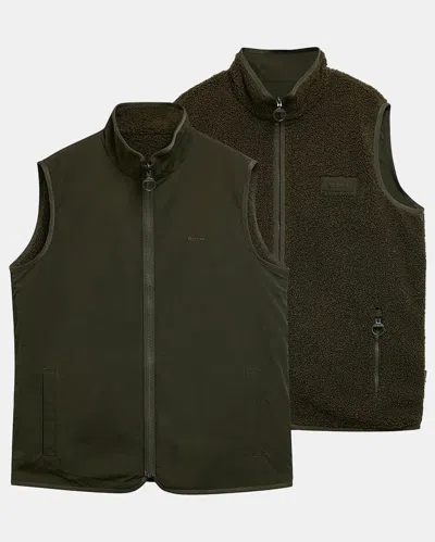 Barbour Mens Reversible Fleece Gilet In Green