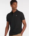 Barbour Checkered Polo With Collar And Short Sleeves In Black