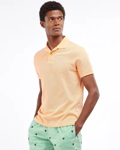 Barbour Mens Sports Polo Shirt In Orange