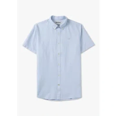 Barbour Mens Striped Oxtown Short Sleeve Tailored Shirt In Sky Blue