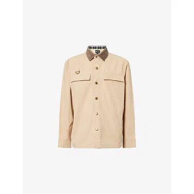 Barbour Mens Tan Spey Collared Cotton-poplin Overshirt In Neutral