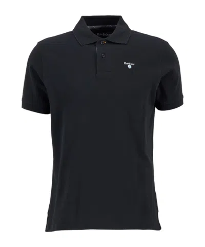 Barbour Mens Tartan Pique Polo Shirt In Black