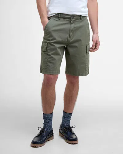 Barbour Mens Twill Cargo Shorts In Green