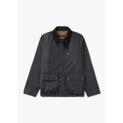Barbour Mens Utility Spey Wax Jacket In Navy In Blue