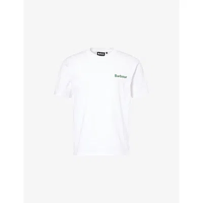 Barbour Mens White Crossby Logo-print Cotton T-shirt