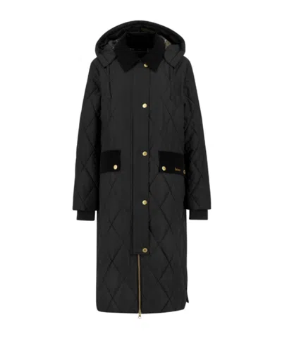 Barbour Meridith Long Quilted Coat In Black