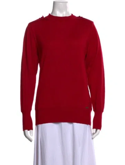 Pre-owned Barbour Merino Wool Crew Neck Sweater In Red