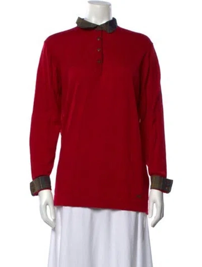 Pre-owned Barbour Merino Wool Sweater In Red