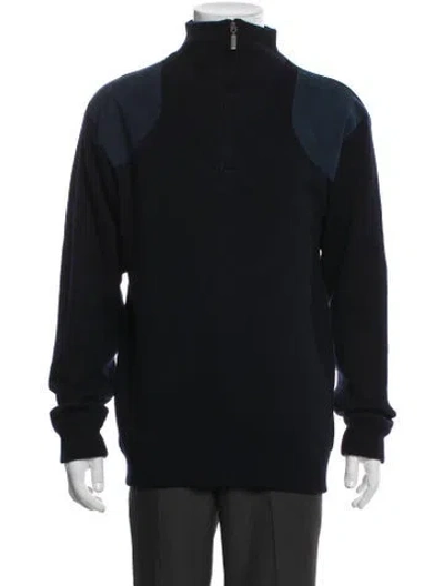 Pre-owned Barbour Merino Wool Turtleneck Pullover In Blue