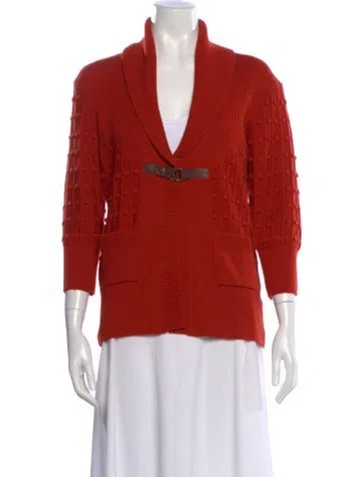 Pre-owned Barbour Merino Wool V-neck Sweater In Orange