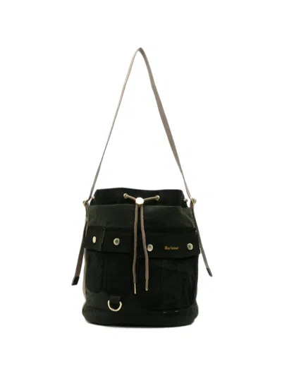 Barbour Mia Waxed Drawstring Shoulder Bag In Pink